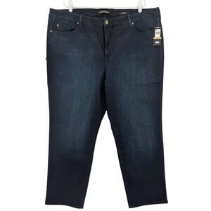 Bandolino Women's Mandie Luxe 360 Flex Straight Navy Jeans Plus Size 24W NWT